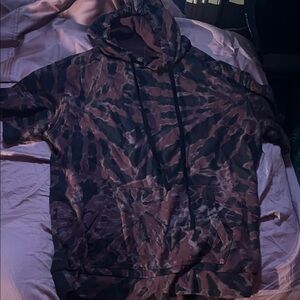 No Boundaries Black and Brown Tie-Dye Short Sleeve Hoodie
